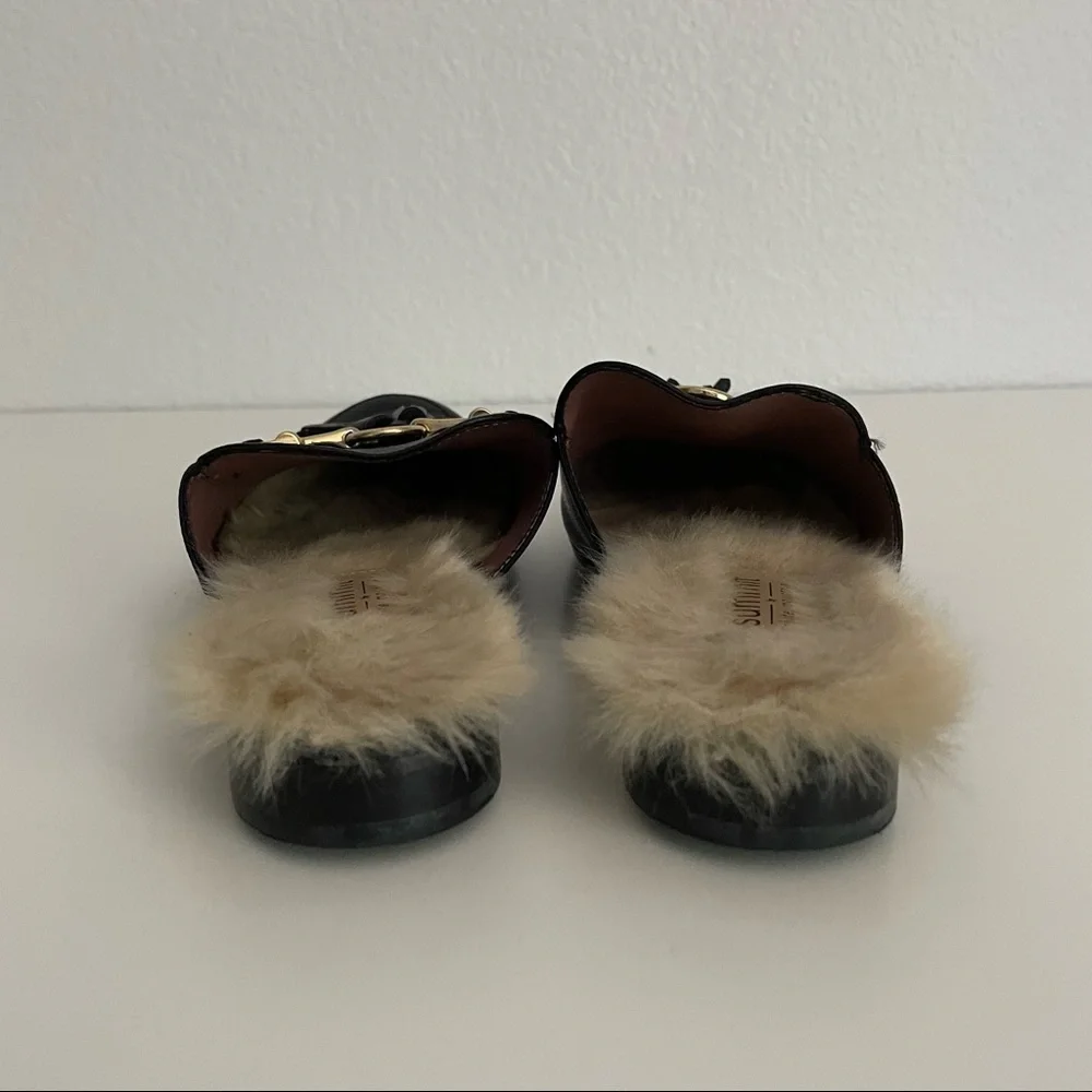 Summit White Mountain Abelle Black Faux Fur Leather Mules Women’s Size 6 - Picture 8 of 10